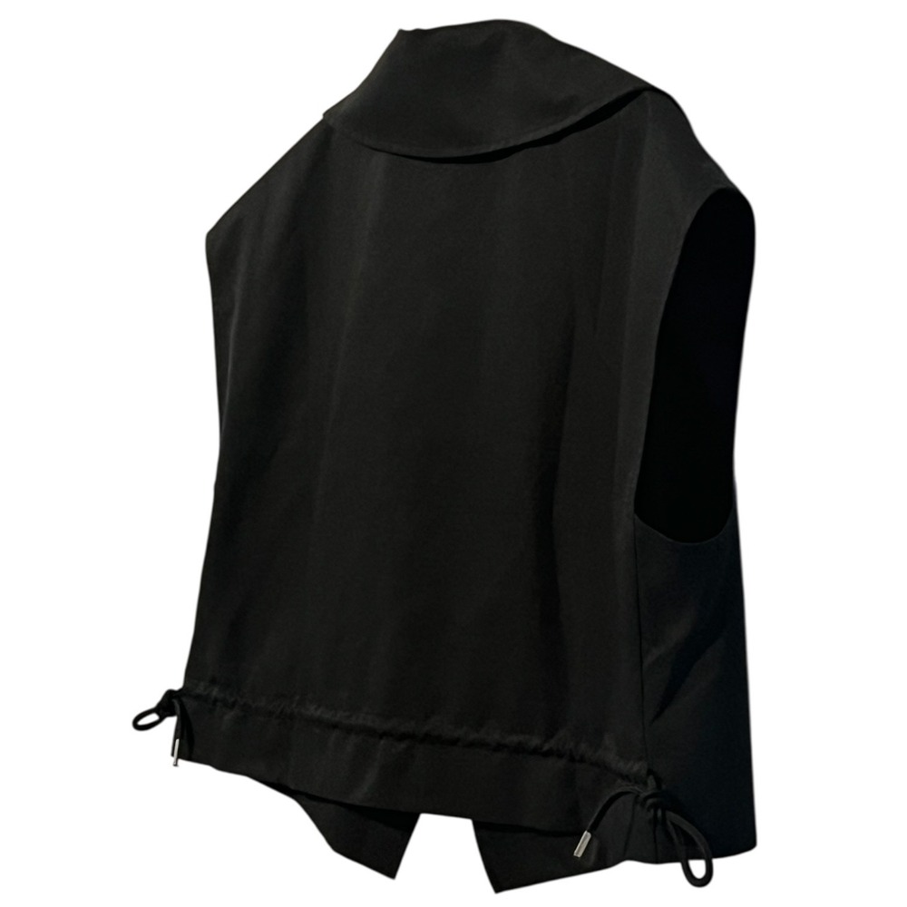 Bucket List Black Draped Waterfall Vest Cape Jacket Open Front Size‎ Small - Picture 7 of 16